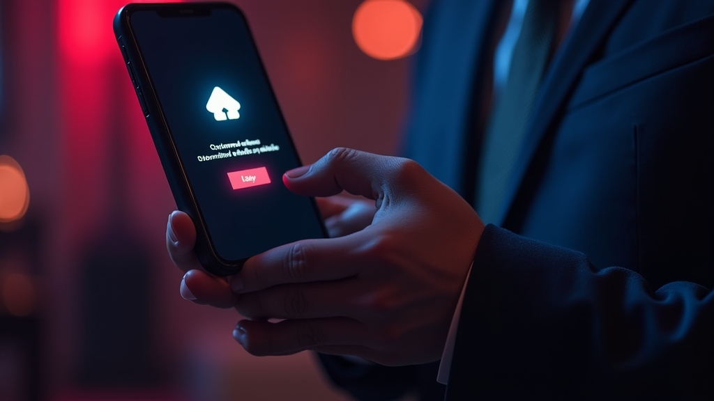Ръка държи смартфон с бърз достъп до мобилна платформа в казино